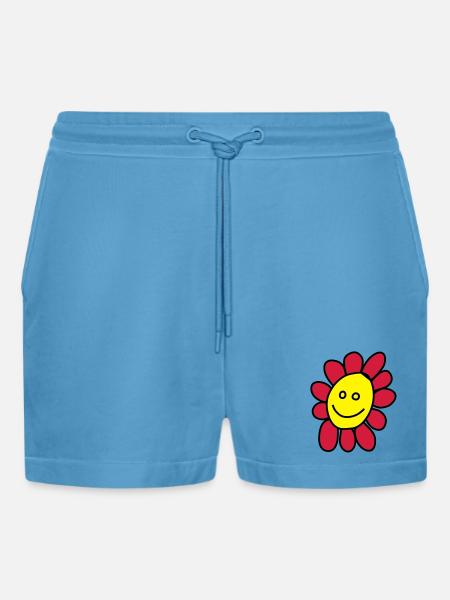 I am a flower - Organic Relaxed Cropped Shorts Made in EU - Sol Blue