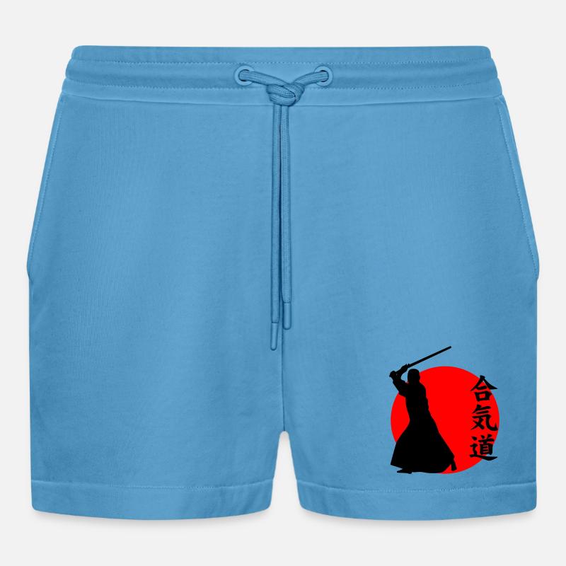 Aikido - Organic Relaxed Cropped Shorts Made in EU -  Sol Blue