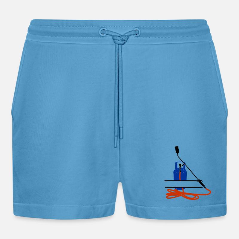 Dachdeckerfirma Monogram Logo Gasflasche - Organic Relaxed Cropped Shorts Made in EU - Sol Blue