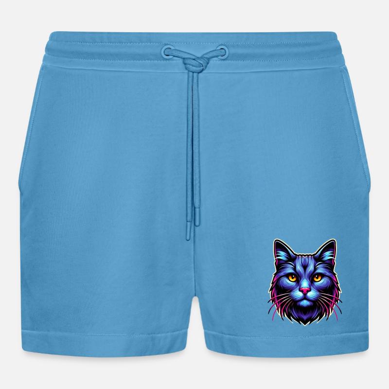 Cat - Organic Relaxed Cropped Shorts Made in EU - Sol Blue