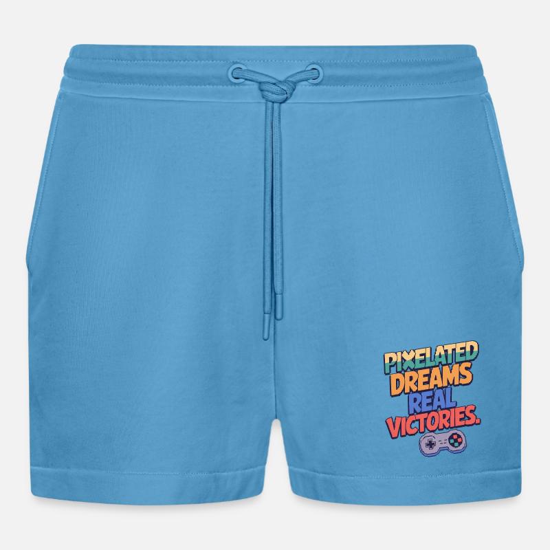 PIXELIGE TRÄUME, ECHTE SIEGE - Organic Relaxed Cropped Shorts Made in EU -  Sol Blue