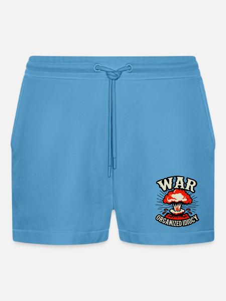 WAR – Organized Idiocy - Organic Relaxed Cropped Shorts Made in EU - Sol Blue
