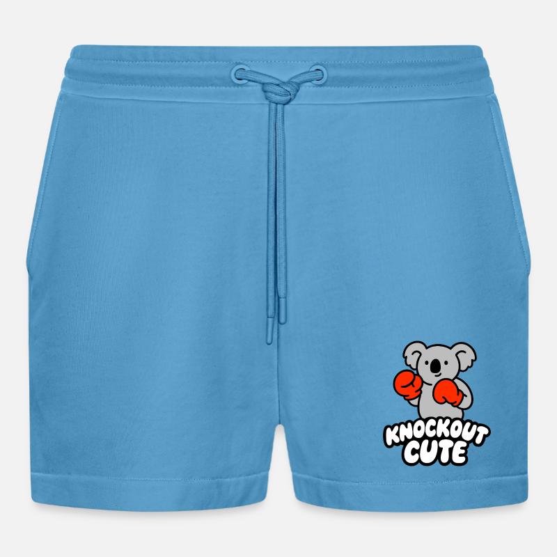 Knockout Cute Koala mit Boxhandschuhen - Organic Relaxed Cropped Shorts Made in EU -  Sol Blue