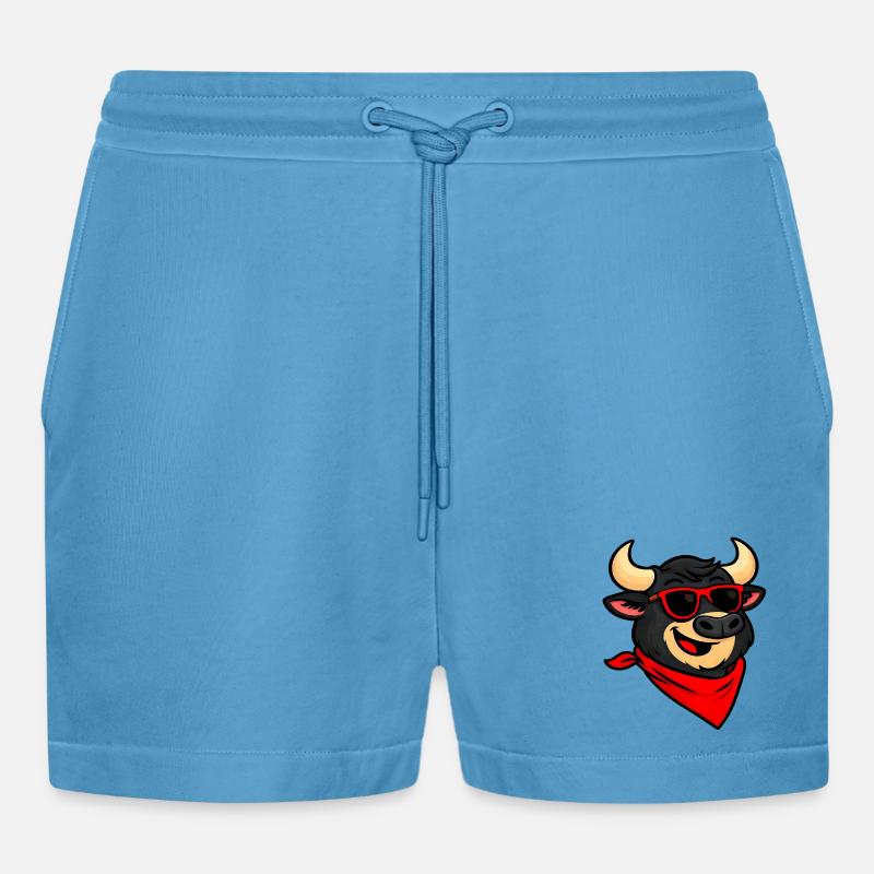 Feria taurus humour - Organic Relaxed Cropped Shorts Made in EU -  Sol Blue