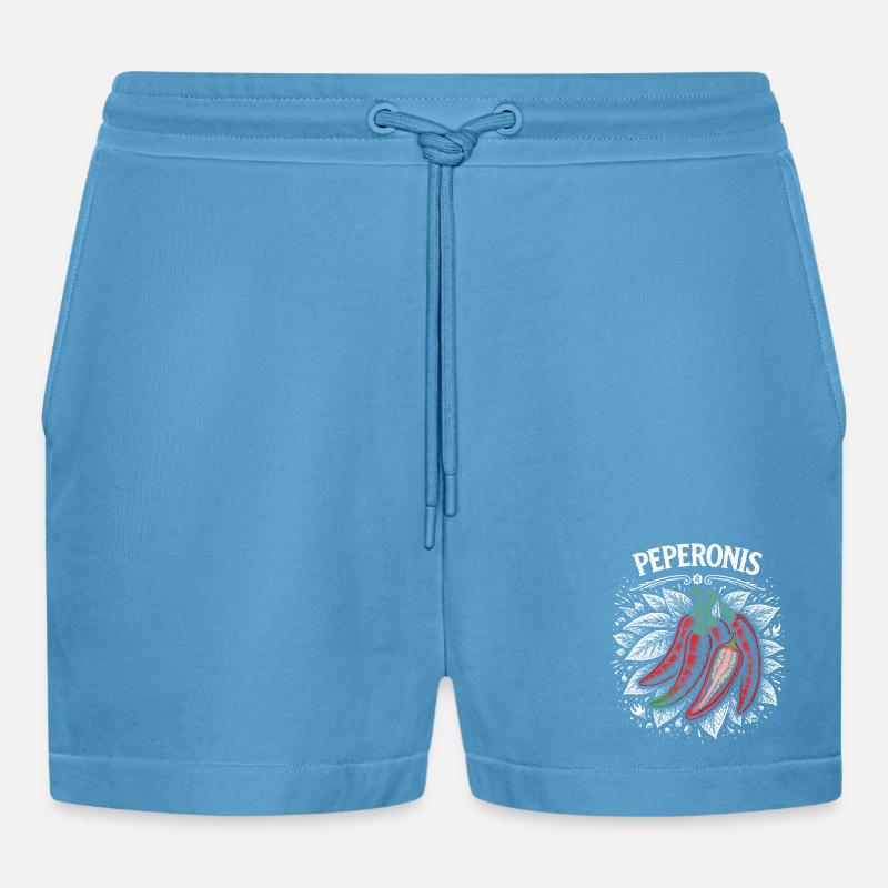 Peperonis Brennendes Blattdesign - Organic Relaxed Cropped Shorts Made in EU -  Sol Blue