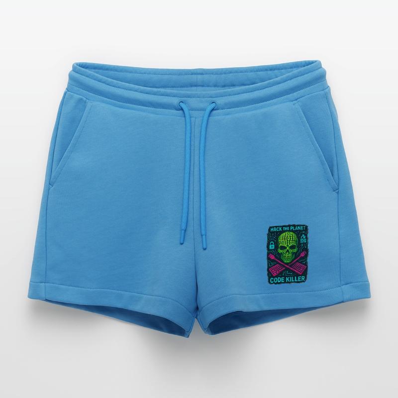 Hack the Planet Code Killer - Cyber Security Organic Relaxed Cropped Shorts Made in EU
