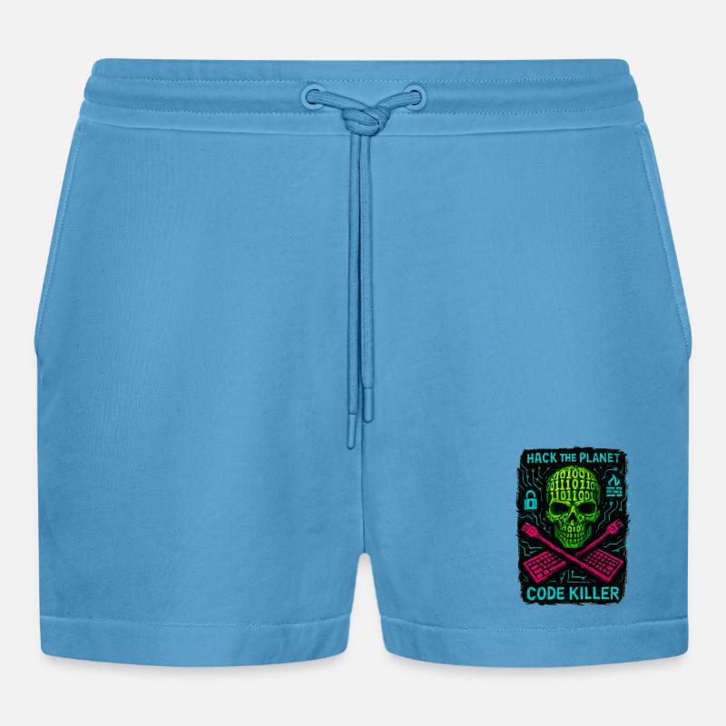 Hack the Planet Code Killer – Cybersicherheit - Organic Relaxed Cropped Shorts Made in EU -  Sol Blue
