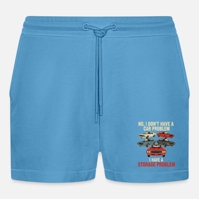 Storage Problem Car Meme Tee - Organic Relaxed Cropped Shorts Made in EU - Sol Blue