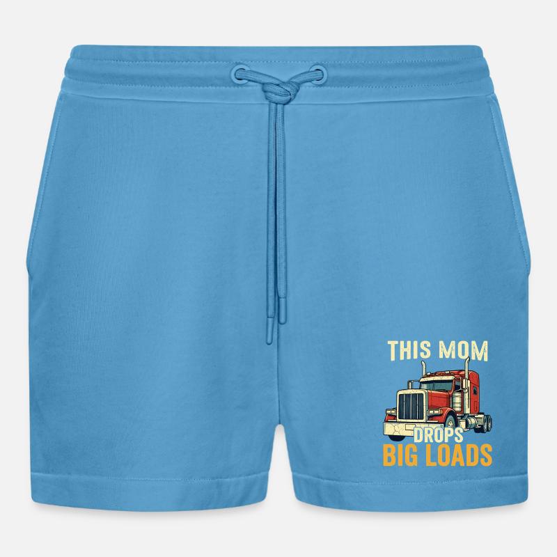 Lkw-Fahrer, Mutter, Sattelzugfahrerin, Mutter - Organic Relaxed Cropped Shorts Made in EU -  Sol Blue