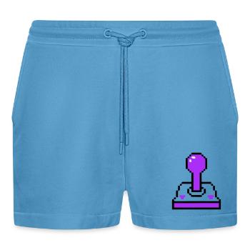 Arcade Joystick Retro Konsole - Organic Relaxed Cropped Shorts Made in EU -  Sol Blue - Vorne