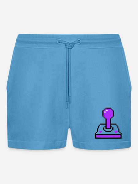 Arcade Joystick Retro Console - Organic Relaxed Cropped Shorts Made in EU - Sol Blue