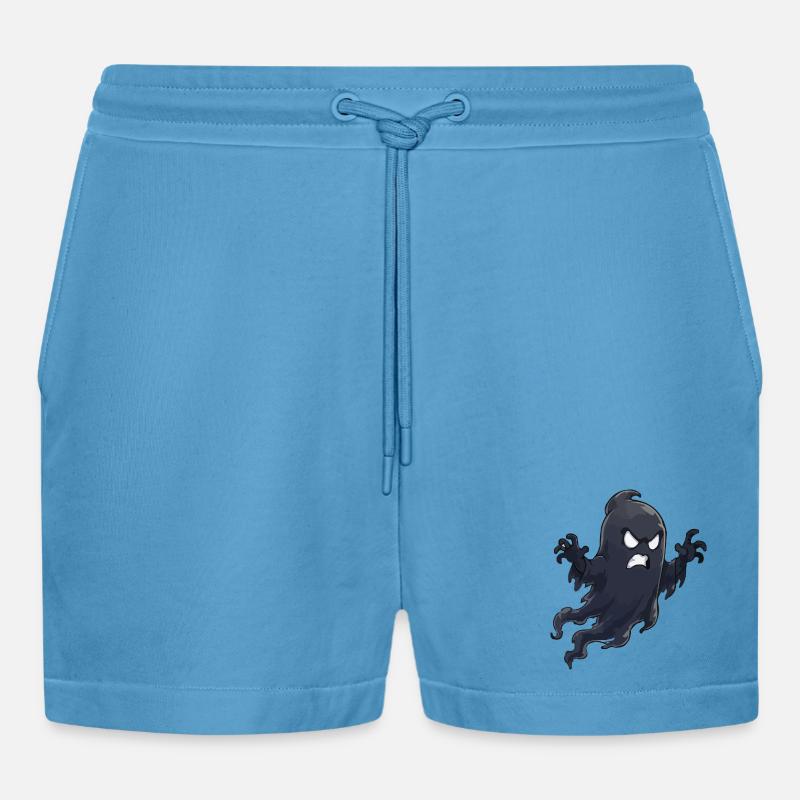 Angry Shadow Ghost - Organic Relaxed Cropped Shorts Made in EU -  Sol Blue