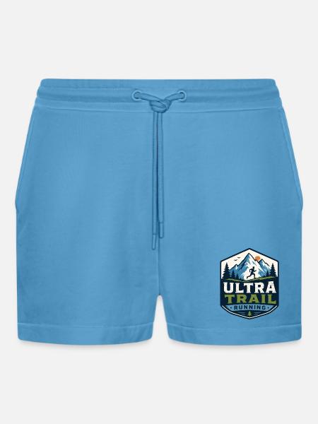 Ultra Trail Running - Organic Relaxed Cropped Shorts Made in EU -  Sol Blue