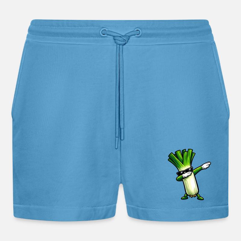 Dabbing Lauch - Organic Relaxed Cropped Shorts Made in EU - Sol Blue