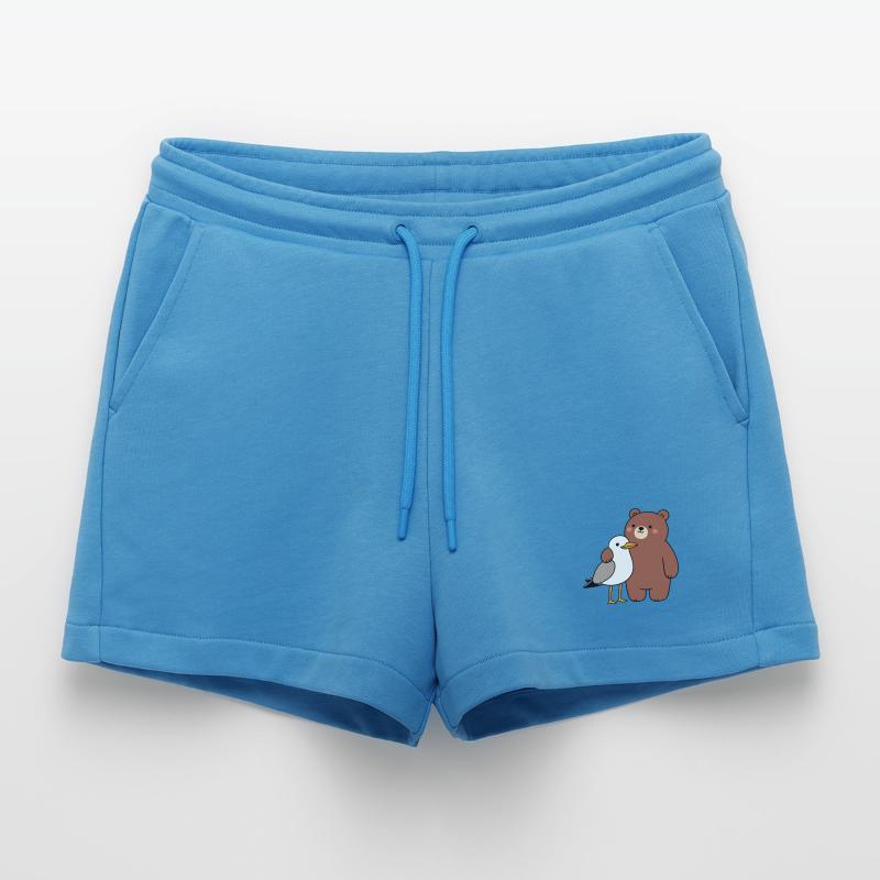 Moin Gabbiano Orso Uccello Amicizia Amore Abbraccio Pantaloncini corti ecologici casual Made in UE