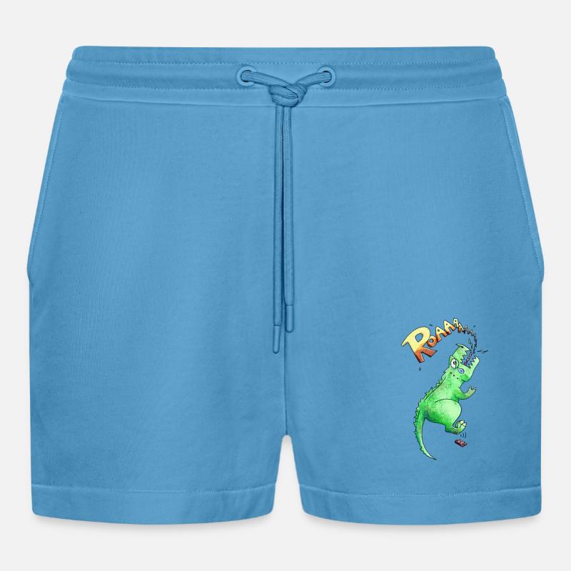 T-rex - Organic Relaxed Cropped Shorts Made in EU -  Sol Blue