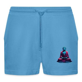 Bouddha bleu dans la méditation contemplation dualité - Short bio décontracté court fabriqué en UE -  Sol Blue - Devant