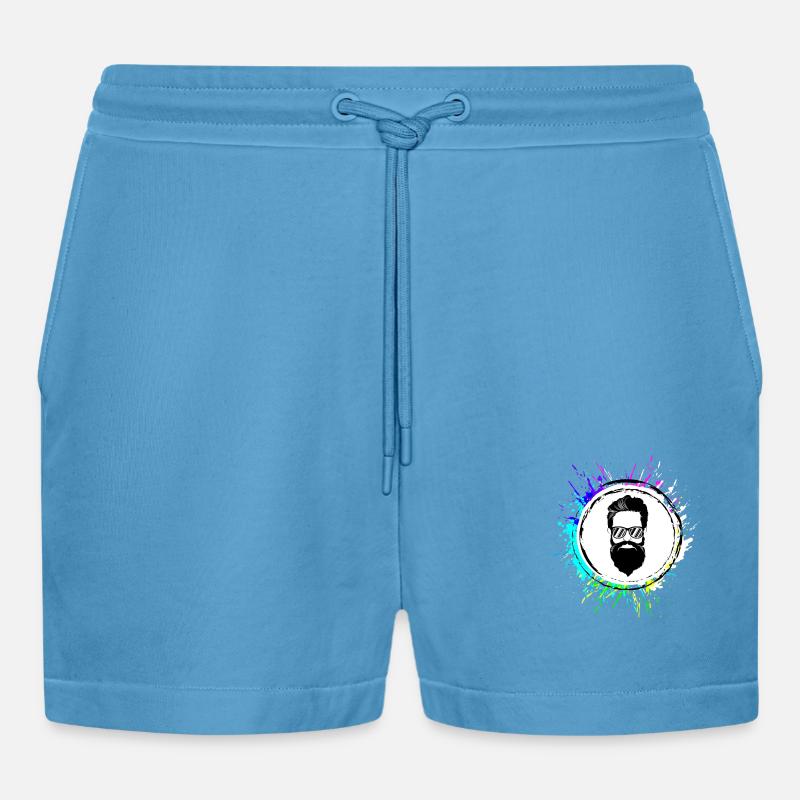 Face beard icon - Organic Relaxed Cropped Shorts Made in EU -  Sol Blue