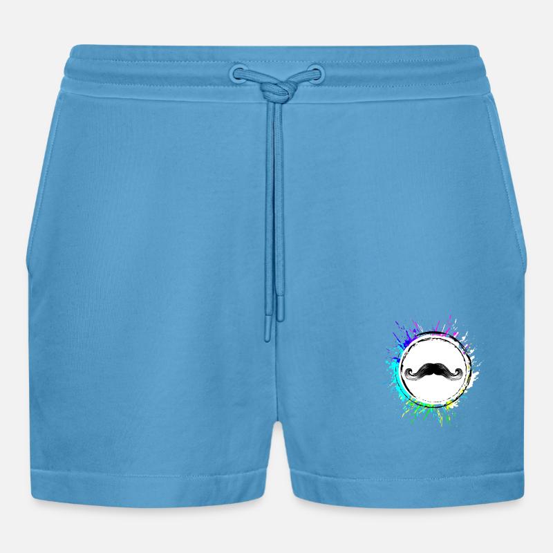 Schnurrbart symbol - Organic Relaxed Cropped Shorts Made in EU -  Sol Blue