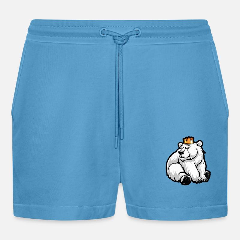 Polar Bear Comic Crown - Organic Relaxed Cropped Shorts Made in EU -  Sol Blue