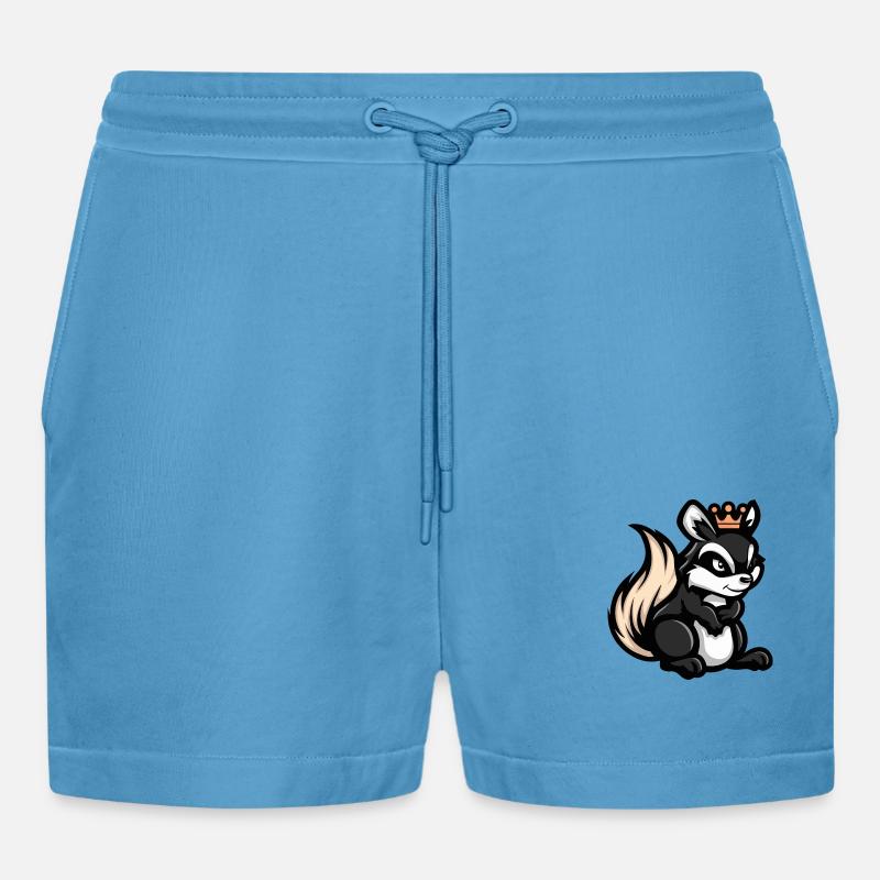 Skunk Comic Crown - Organic Relaxed Cropped Shorts Made in EU -  Sol Blue