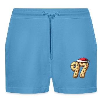 97 Number Christmas - Organic Relaxed Cropped Shorts Made in EU -  Sol Blue - Front