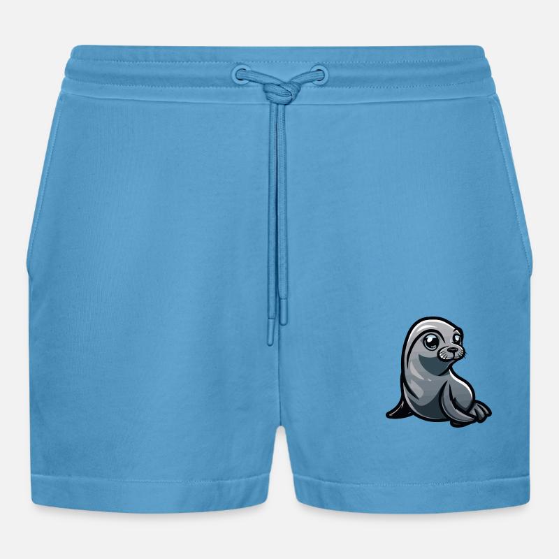 Robbe Tier Comic - Organic Relaxed Cropped Shorts Made in EU -  Sol Blue