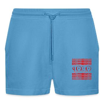 Year 1989 - Organic Relaxed Cropped Shorts Made in EU -  Sol Blue - Front