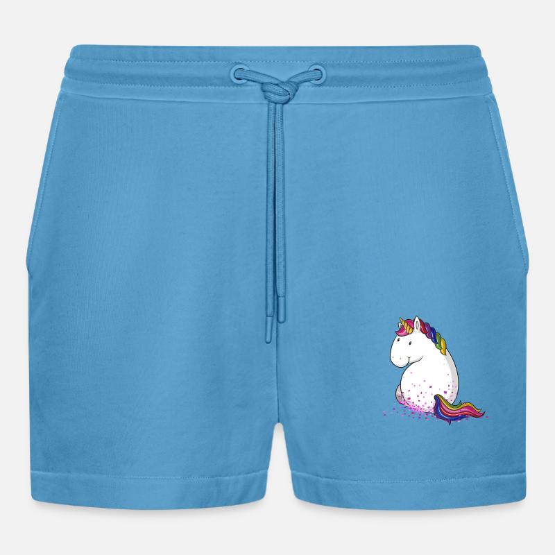 Konfetti Einhorn Comic - Organic Relaxed Cropped Shorts Made in EU -  Sol Blue