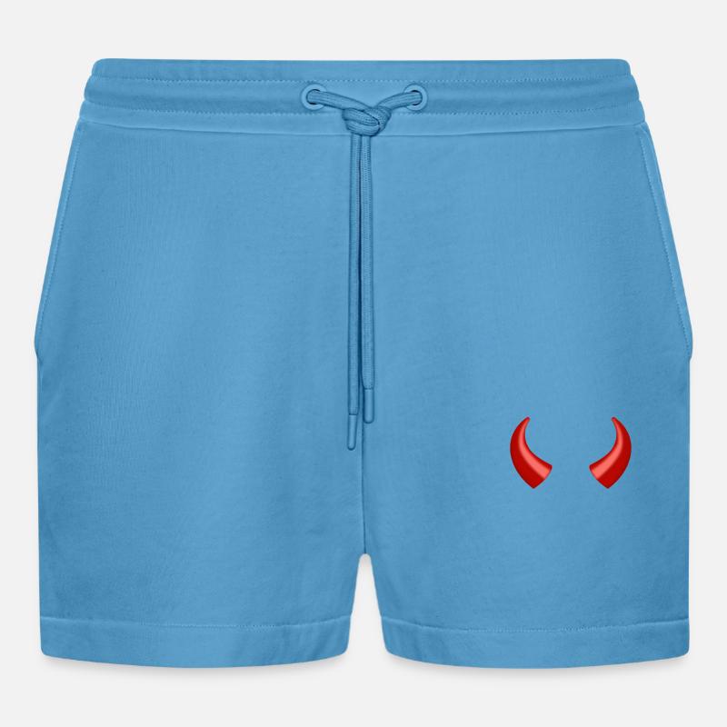 devil - Organic Relaxed Cropped Shorts Made in EU -  Sol Blue
