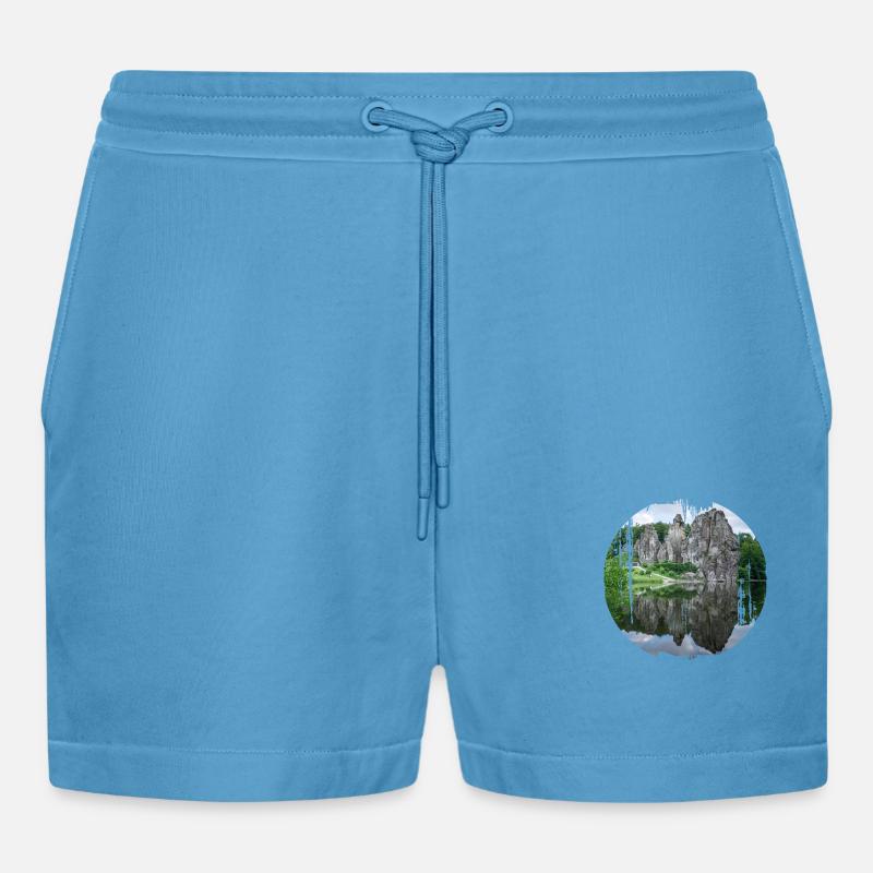 externsteine - Organic Relaxed Cropped Shorts Made in EU -  Sol Blue