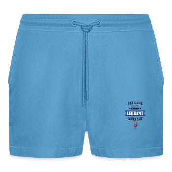 Ich habe kein Leben ich bin Lehramt Student - Organic Relaxed Cropped Shorts Made in EU -  Sol Blue - Vorne