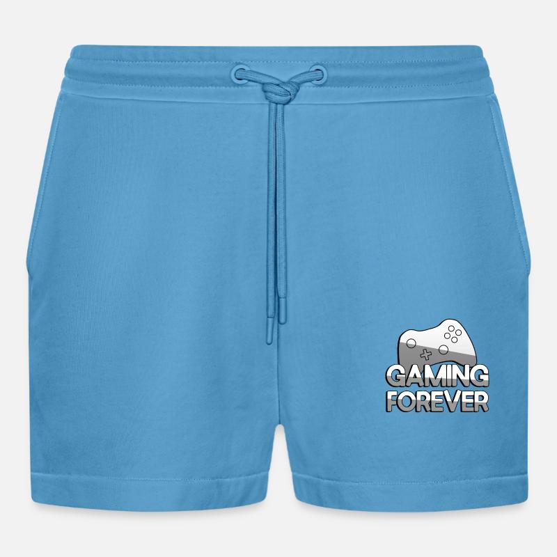 GAMING FOREVER + Controller - Gaming - Organic Relaxed Cropped Shorts Made in EU -  Sol Blue