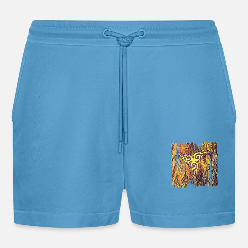 keltisches symbol 17 e 281 - Organic Relaxed Cropped Shorts Made in EU -  Sol Blue