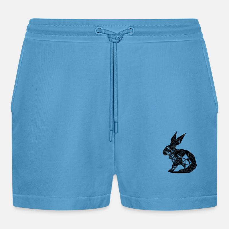 Geometric Rabbit Geometry Lines Rabbit - Organic Relaxed Cropped Shorts Made in EU - Sol Blue