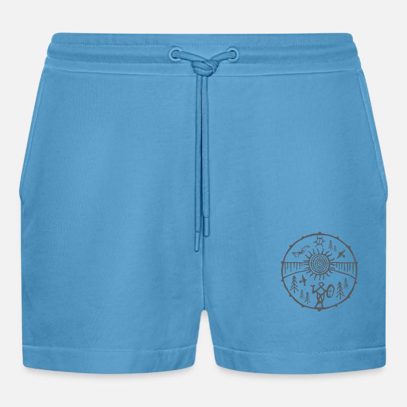 Schamane / Mutter Erde - Organic Relaxed Cropped Shorts Made in EU -  Sol Blue