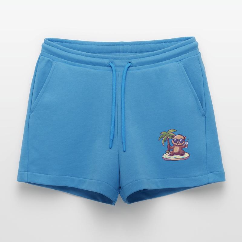 Bear Summer Beach Comic Organic Relaxed Cropped Shorts Made in EU