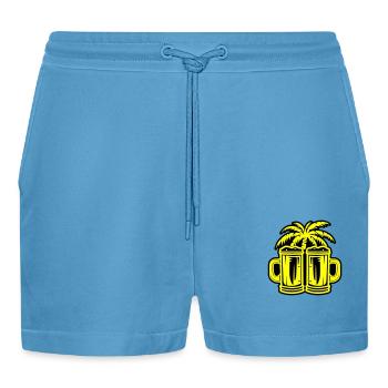 Bier Palmen Insel Urlaub - Organic Relaxed Cropped Shorts Made in EU -  Sol Blue - Vorne