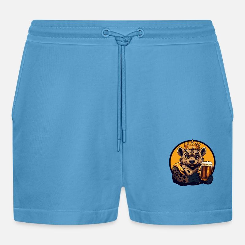 Hyäne Bier Comic - Organic Relaxed Cropped Shorts Made in EU -  Sol Blue