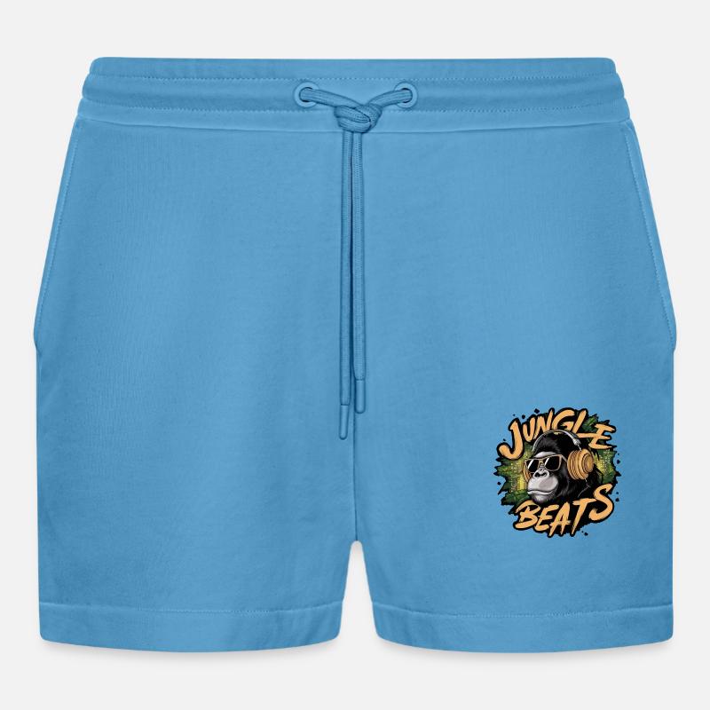 jungle gorilla music - Organic Relaxed Cropped Shorts Made in EU -  Sol Blue