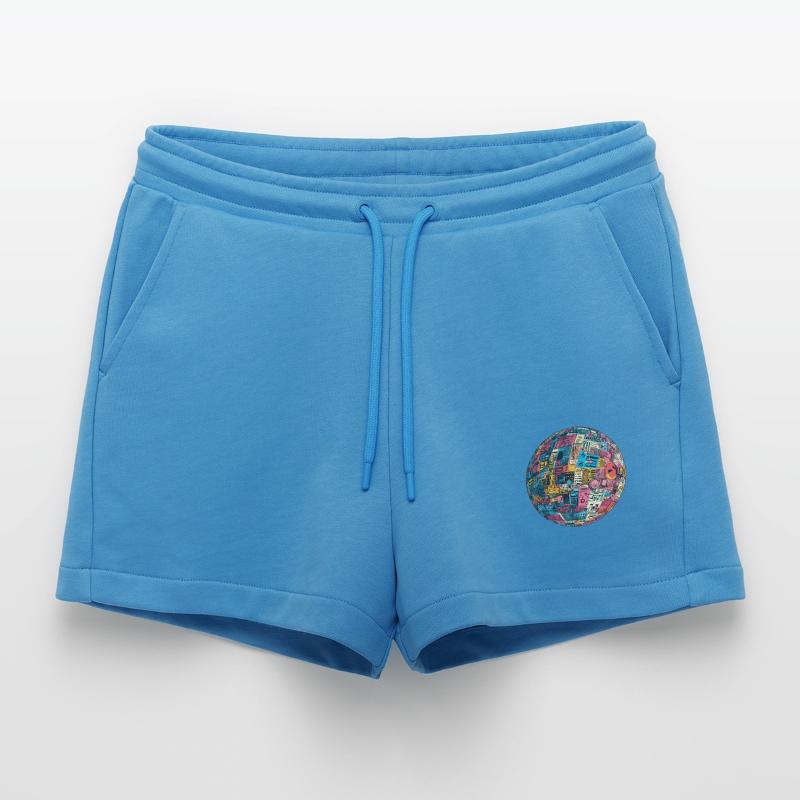 Retro-Future Sphere: Technicolor Vision! Organic Relaxed Cropped Shorts Made in EU