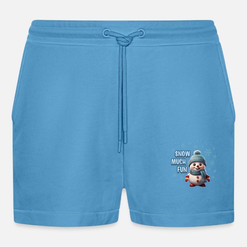 SNOW MUCH FUN - Cute Snowman - Organic Relaxed Cropped Shorts Made in EU -  Sol Blue