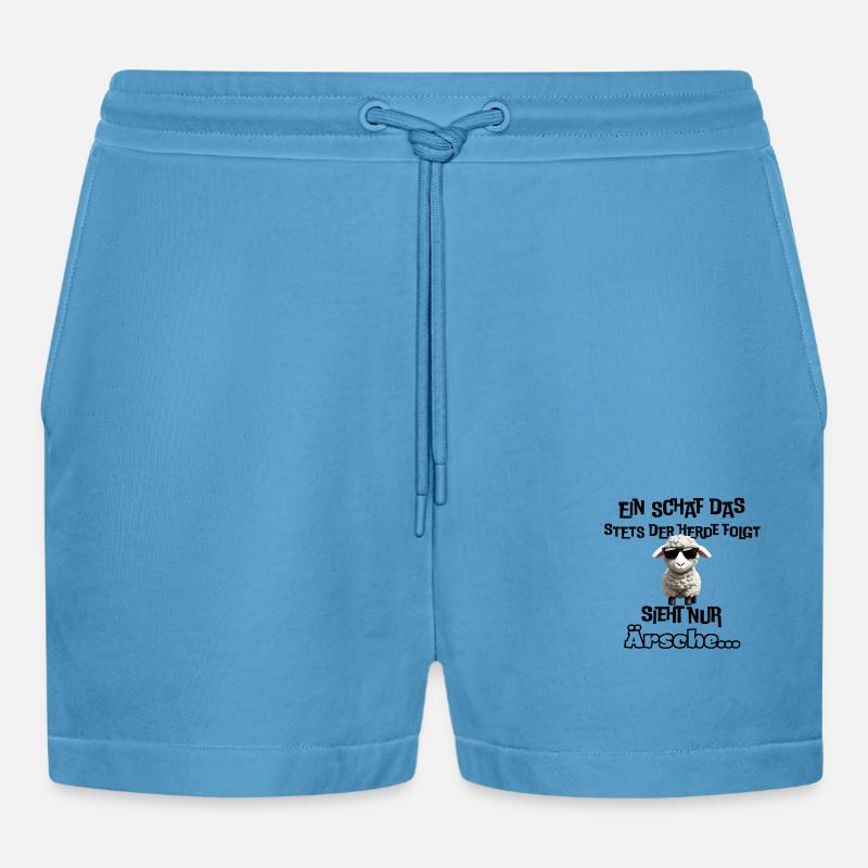 cooles Schaf mit Statement - Organic Relaxed Cropped Shorts Made in EU -  Sol Blue
