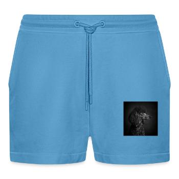 Black Animals - Black Poodle - Organic Relaxed Cropped Shorts Made in EU -  Sol Blue - Front