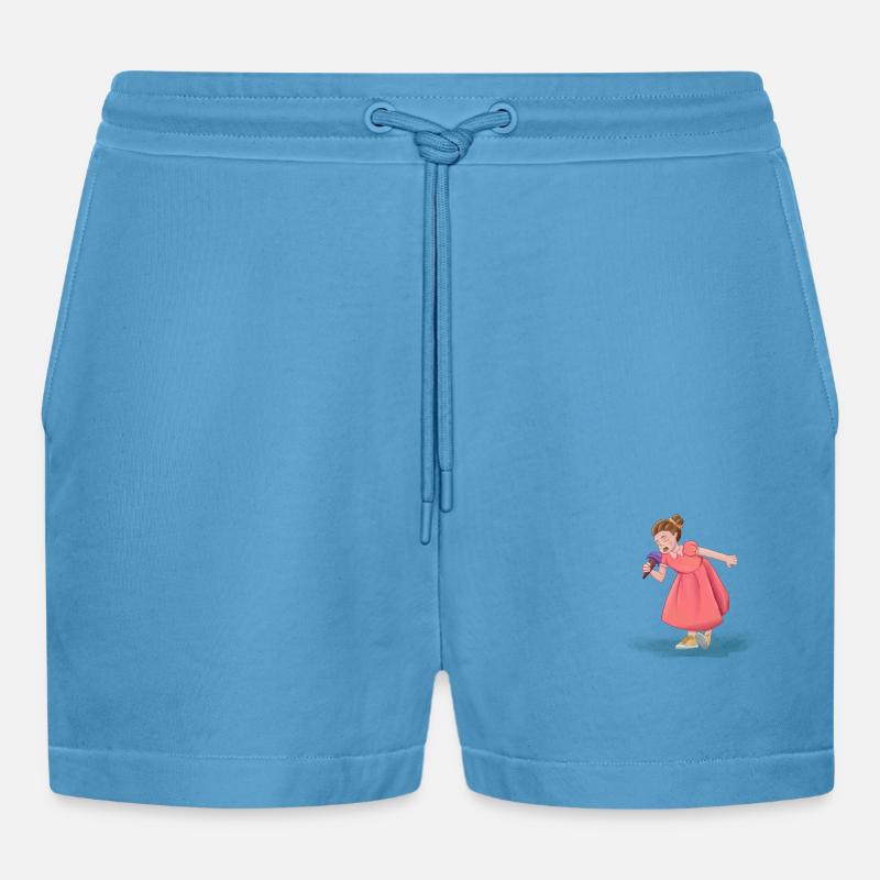 Mädchen mit Kleid und Eis - Organic Relaxed Cropped Shorts Made in EU -  Sol Blue