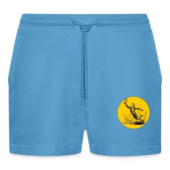 Goalkeeper (black and yellow) - Organic Relaxed Cropped Shorts Made in EU -  Sol Blue - Front