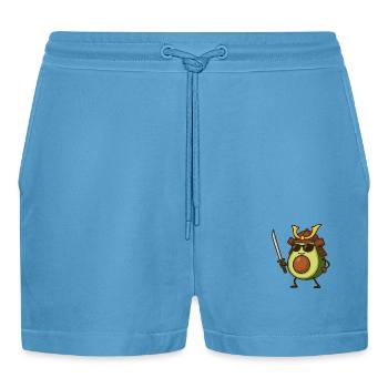 Avocado Samurai - Organic Relaxed Cropped Shorts Made in EU -  Sol Blue - Front