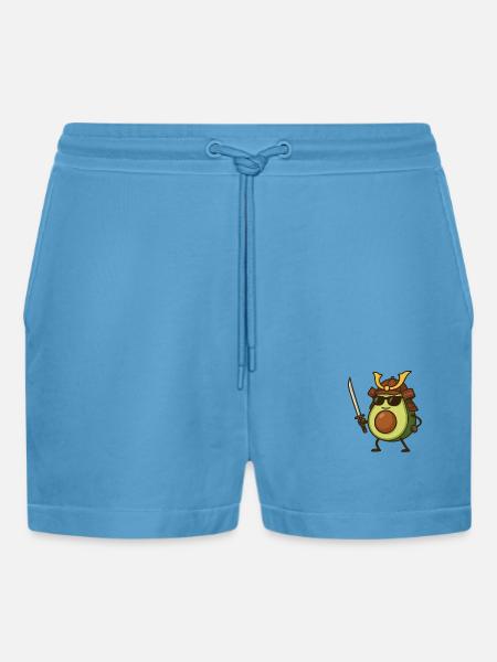 Avocado Samurai - Organic Relaxed Cropped Shorts Made in EU - Sol Blue