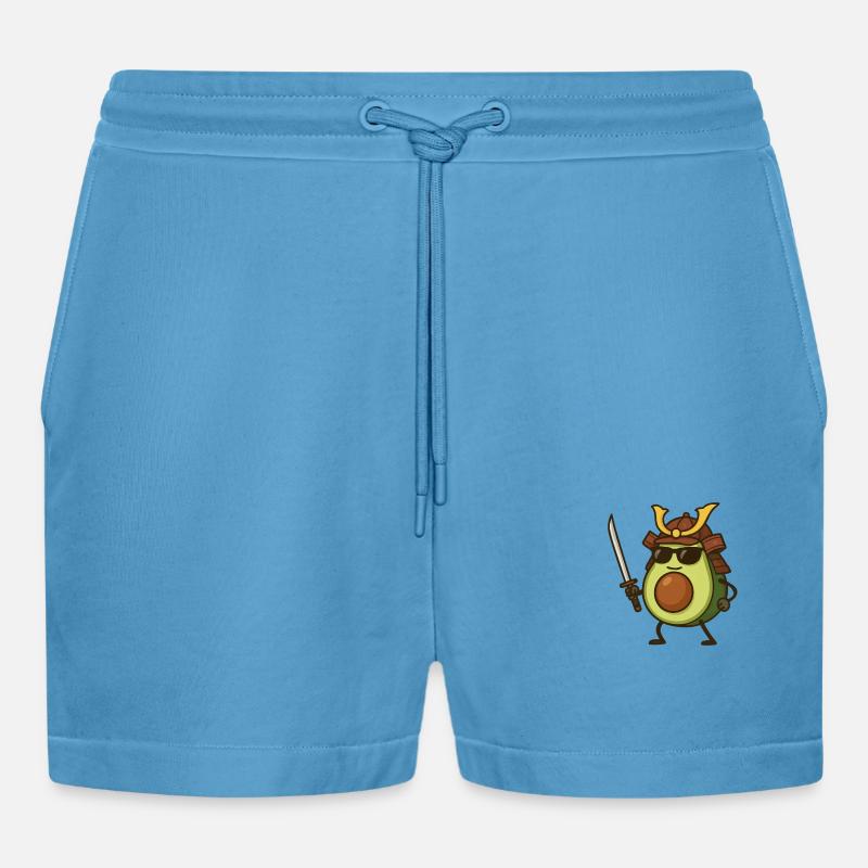 Avocado Samurai - Organic Relaxed Cropped Shorts Made in EU -  Sol Blue