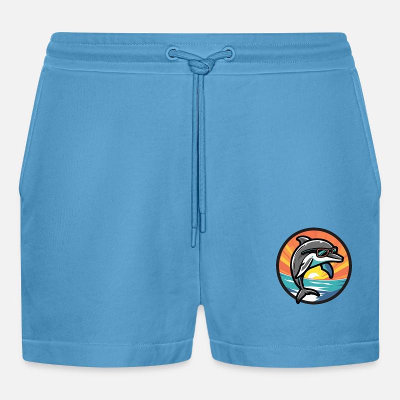 Delfin Cool Comic - Organic Relaxed Cropped Shorts Made in EU -  Sol Blue